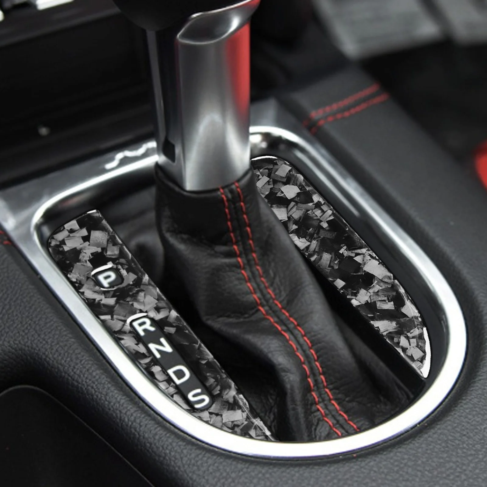 Customized forged grain carbon fiber Gear shift instrument decorative strip for Ford Mustang 2015-2020