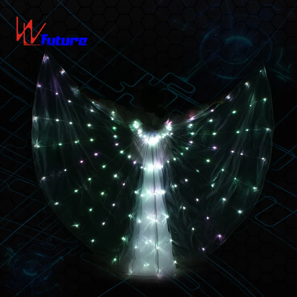 WL-0160 dance costume isis led belly dance wings adult size costume white feather angel wings