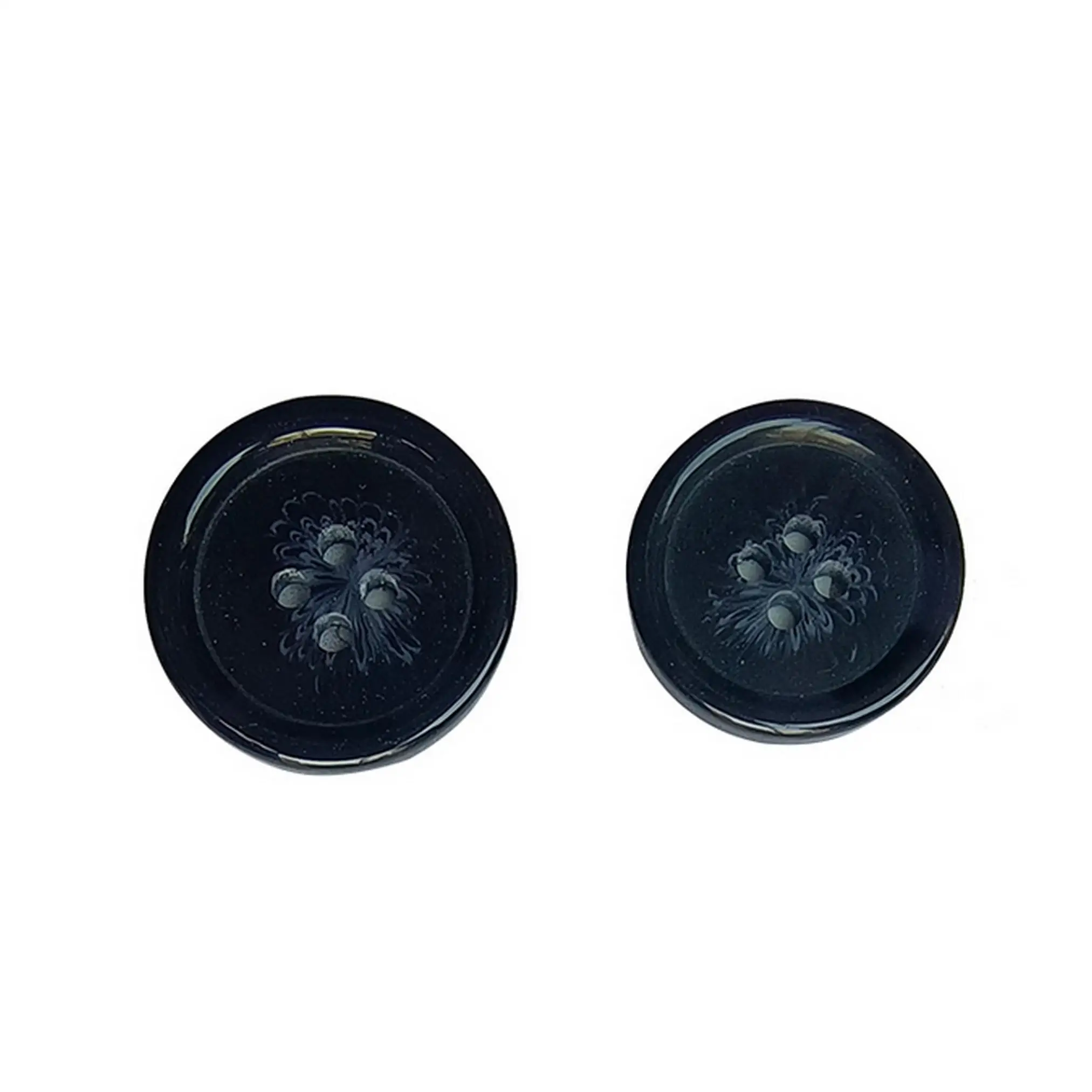 Round Button Sew Bread Shape 4 Holes White Black Plastic Polyester Resin Shirt Button