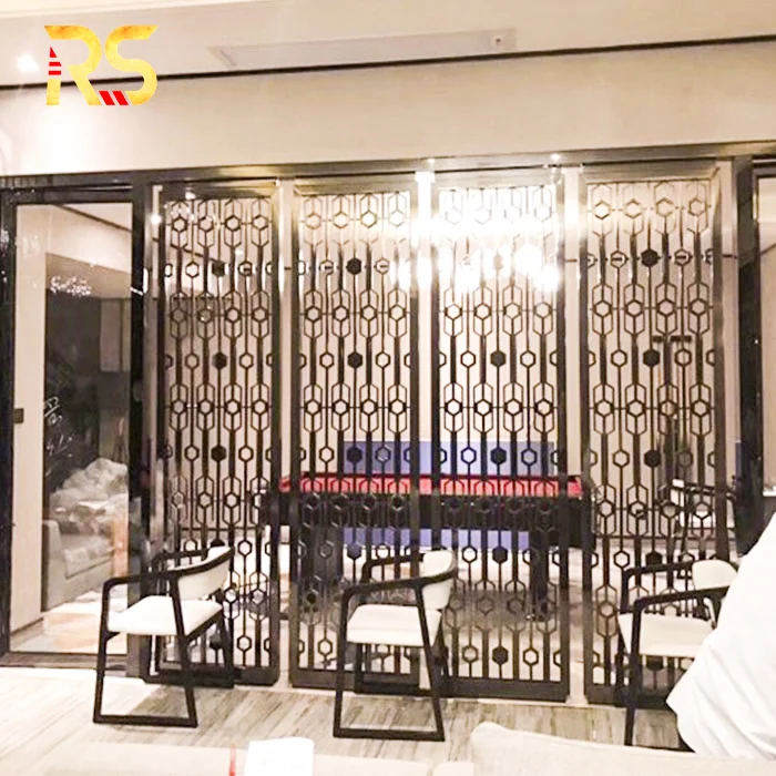 Foshan 304 stainless steel living room partition design decorative screen room divider wall panel hotel lobby room partition