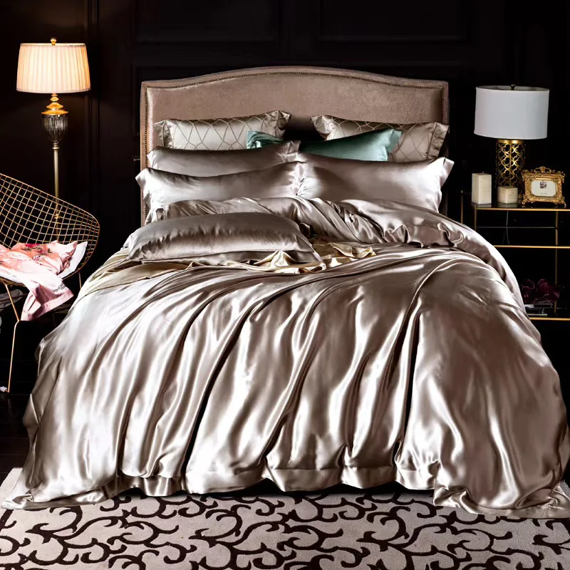 Luxury Satin Silk Sheets bedding set Pure Mulberry Silk Duvet Cover Set Silk Bedding Oeko-tex Qualified