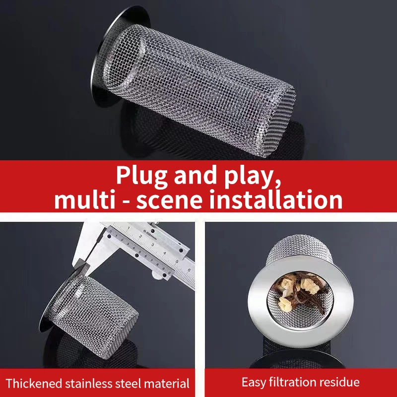 304Stainless Steel Floor Drain Filter Mesh Kitchen Sink Strainer Shower Drain Stopper Anti-clog Filter Trap Bathroom Accessories