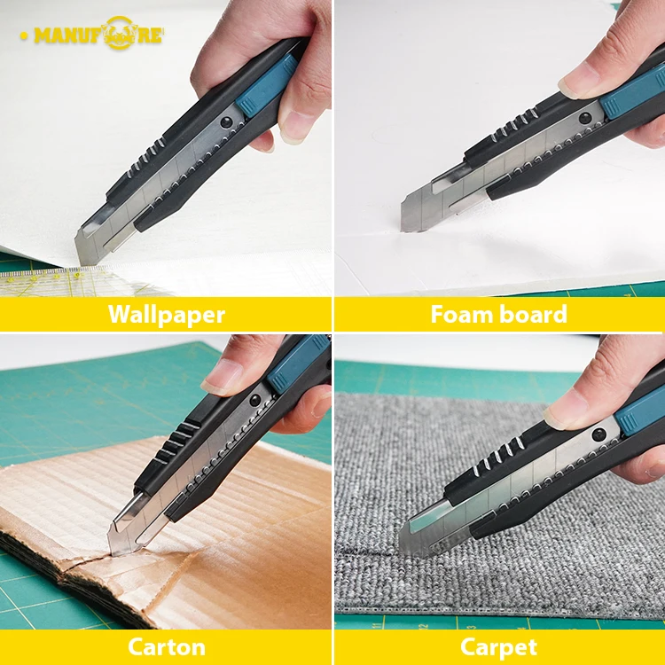 Manufore Snap-off Blade Knife Utility Knife Pocket Paper Knife Cutter With Plastic ABS  Handle Box Cutter Auto Lodk
