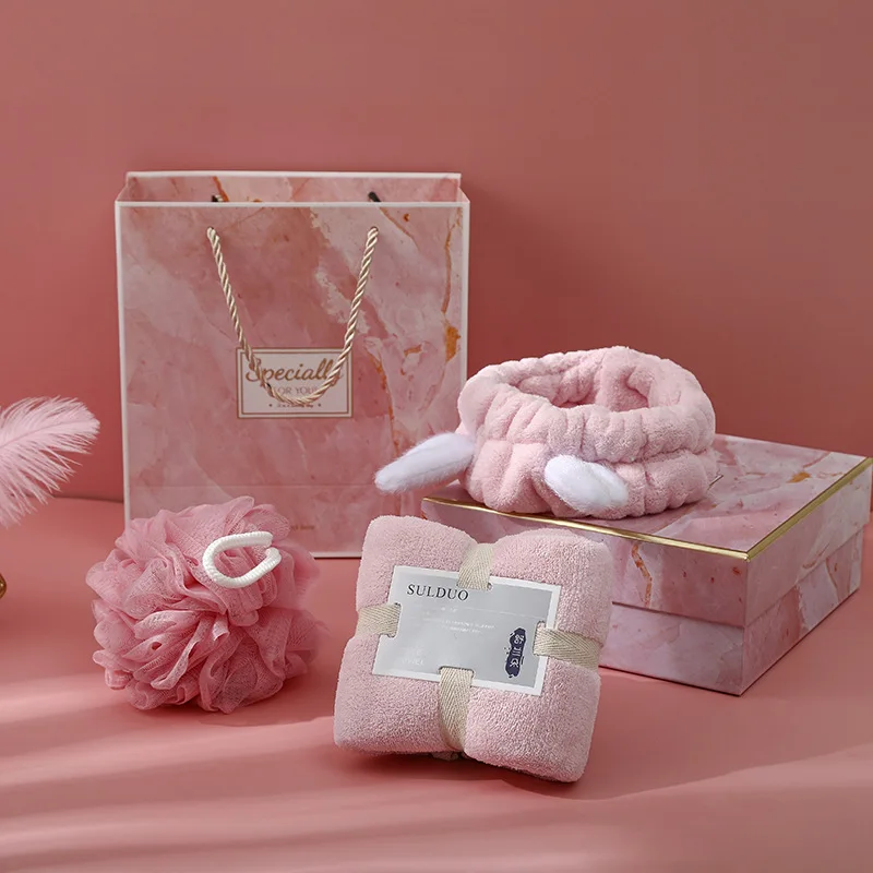 Wholesale Thick 2 Pcs Gift Bags Custom Logo Coral Fleece Multicolor Soft Microfiber Bathroom Towel Sets