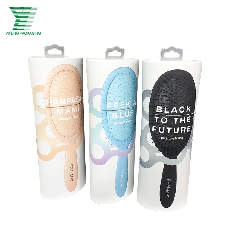 Yifeng packaging eco friendly hair brush packaging custom logo printed cylinder container round tube packaging boxes