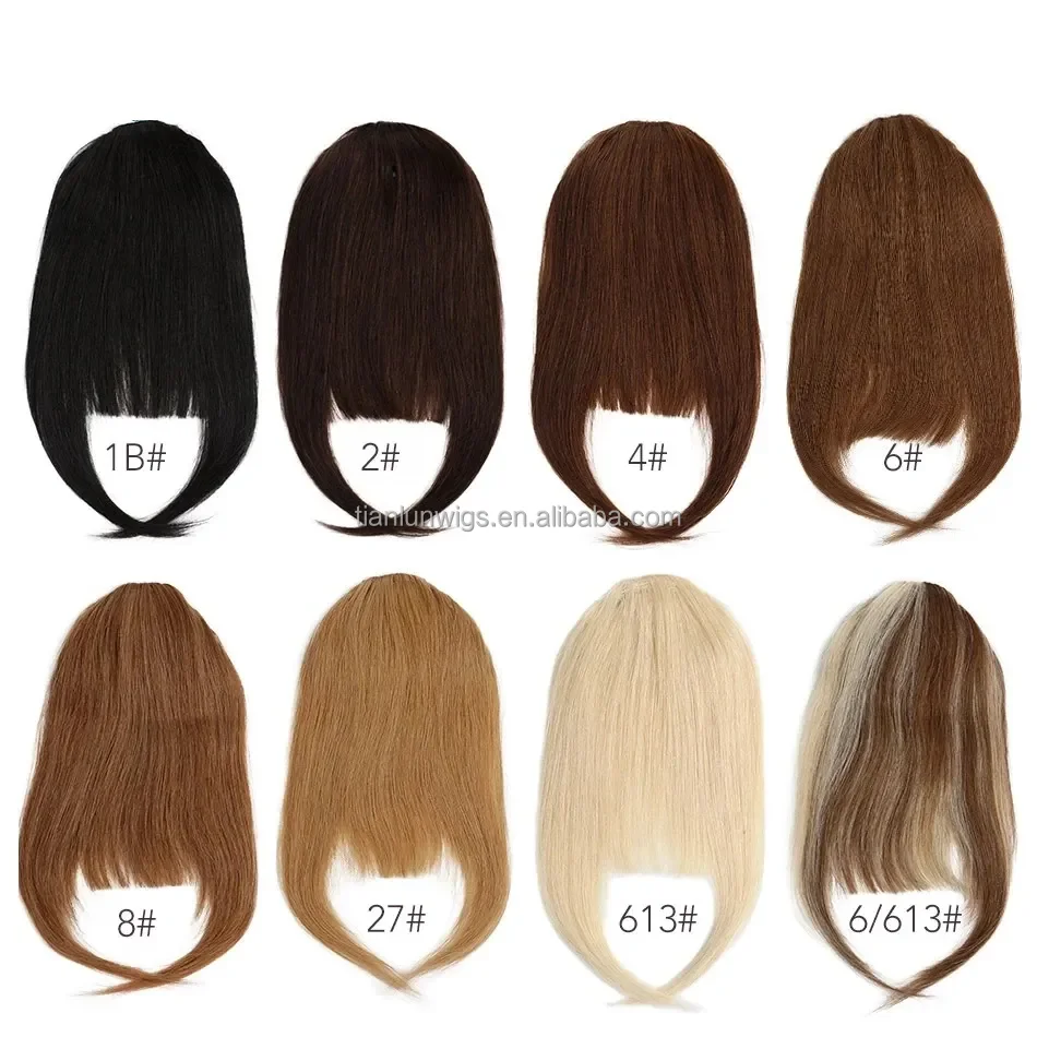 Remy Human Hair Bangs 3 Clips 3D Blunt Cut Natural Hair Fringe Black Brown Blonde Clip In Bangs OverHead Clip on Hair Extension