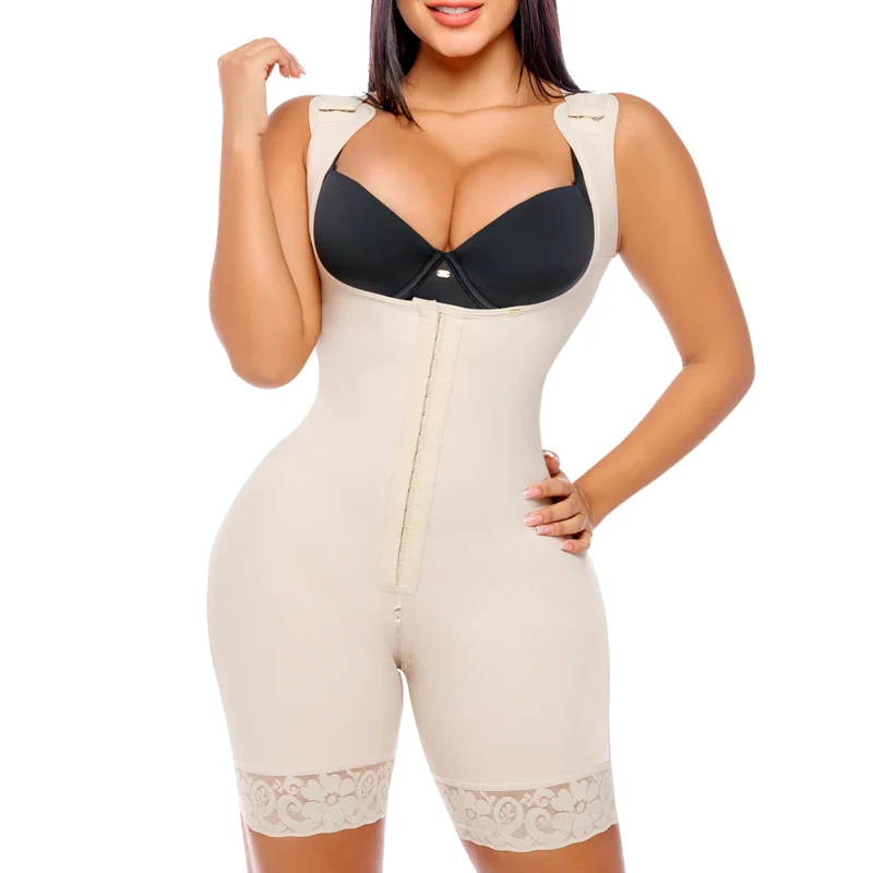 Sexy Black Shapewear Breathable Compression Control Tummy Breast Support Adjustable Push-up Bodysuit Women Knit Adults