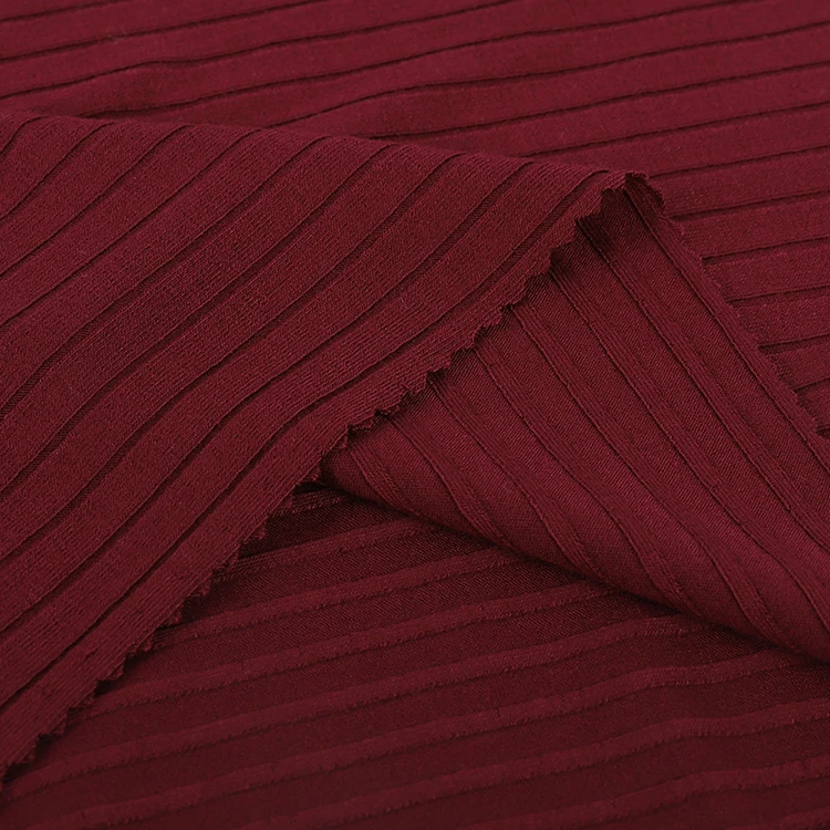 
Wholesale Customized Drop Needle Solids Viscose Spandex Rib Fabric For Trousers Garment 