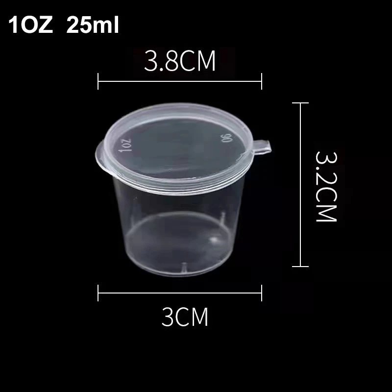 Customized disposable plastic transparent pp 1oz sauce cups with lid with hinged lid food grade 4OZ Sauce Plastic Cup