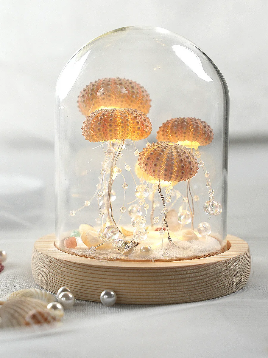 Led creative sea urchin shell jellyfish lamp for family group building activity handmade DIY night light