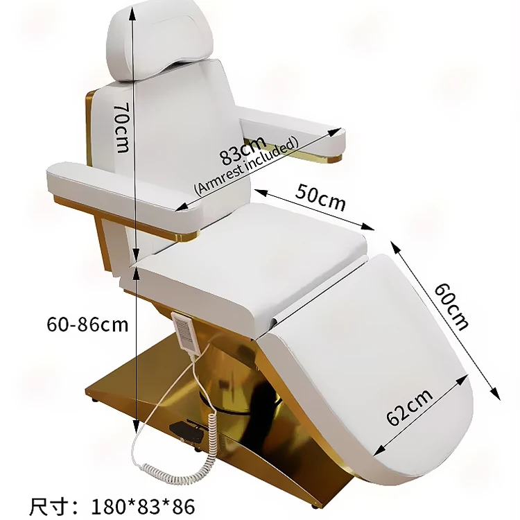 Modern pink leather automatic esthetician chair bed 4 motor adjustable reclining massage table with chair