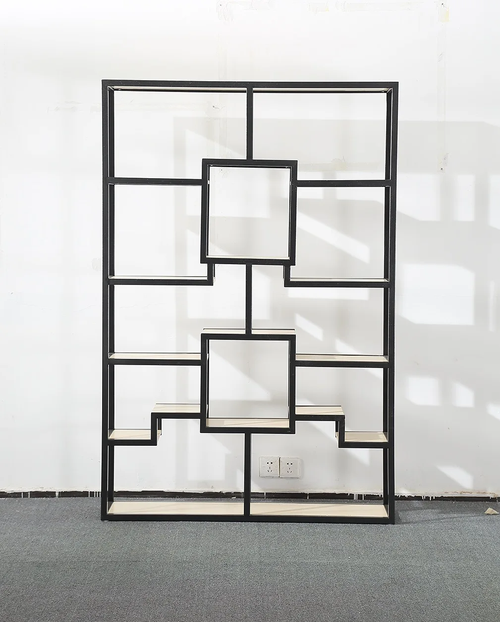 Modern Wooden Bookshelf 4-tier Folding Bookcases Home Office Industrial Metal Storage Racks