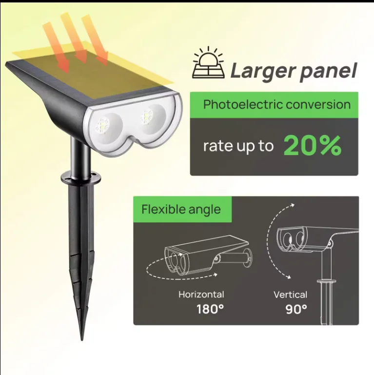 IP67 Waterproof Solar Powered Garden Lights Outdoor Landscape Spotlights with Spike Changing Solar Spotlights for Outdoor Use