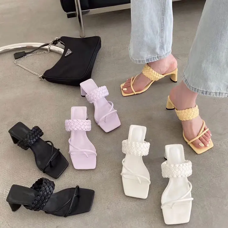 Shoes upper MOQ 500 yard wholesale ladies sandal shoes accessories knitted upper slipper woven upper