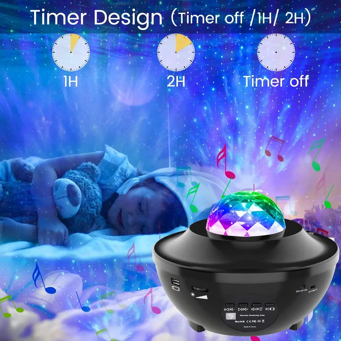
Star Projector Night Light Projector with Led Galaxy Ocean Wave Projector Music Speaker for Night Light Ambiance 