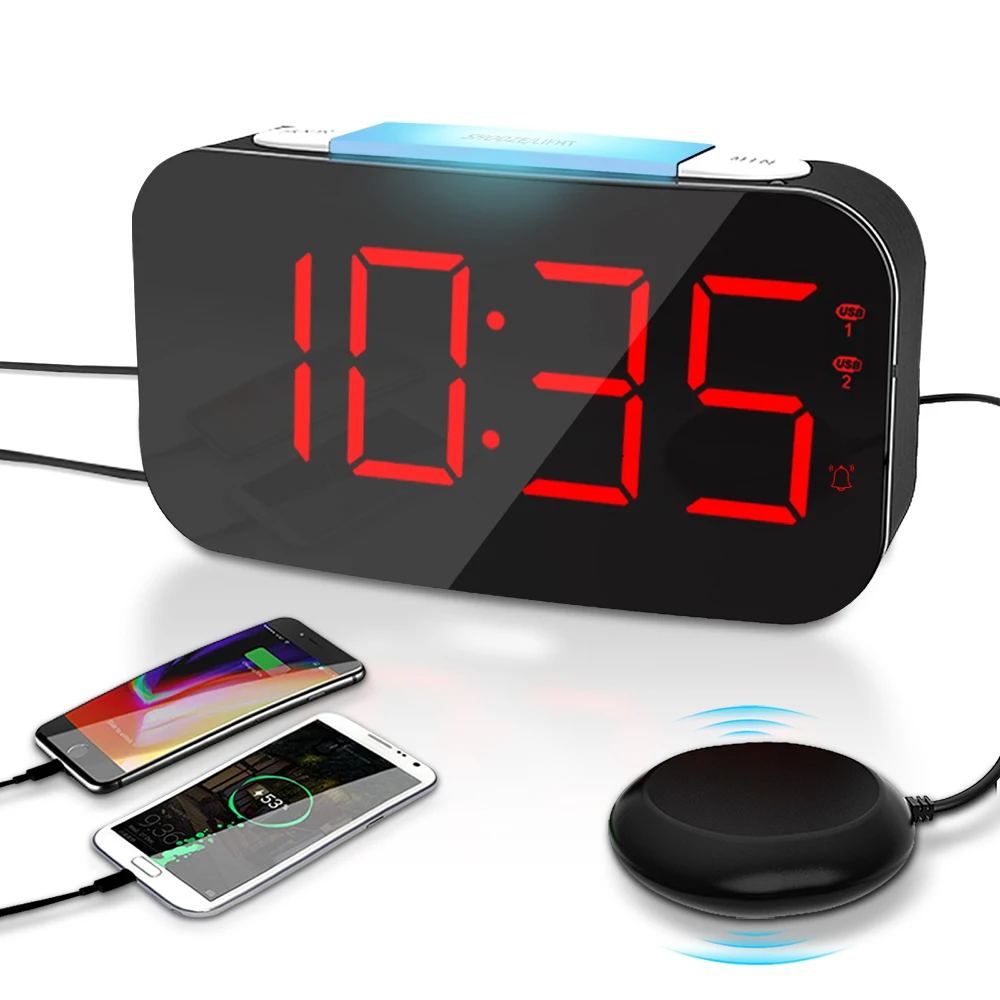 loud vibrating alarm clock bed shaker for heavy sleepers deaf seniors kids