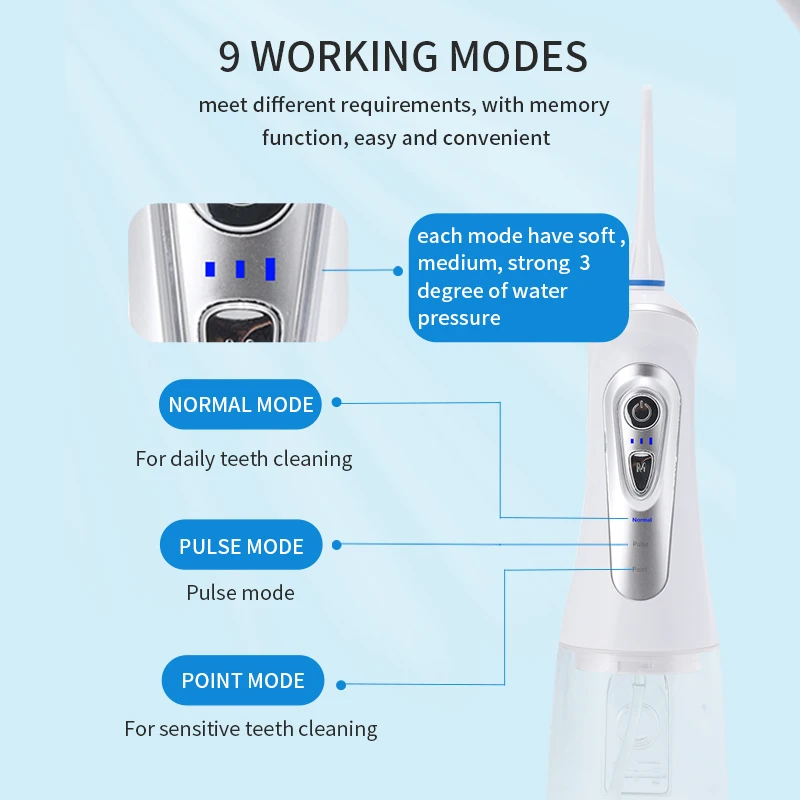 Cordless Dental Dental Irrigator Portable Water Flosser Rechargeable IPX7 Waterproof Water Flosser Oral Irrigator