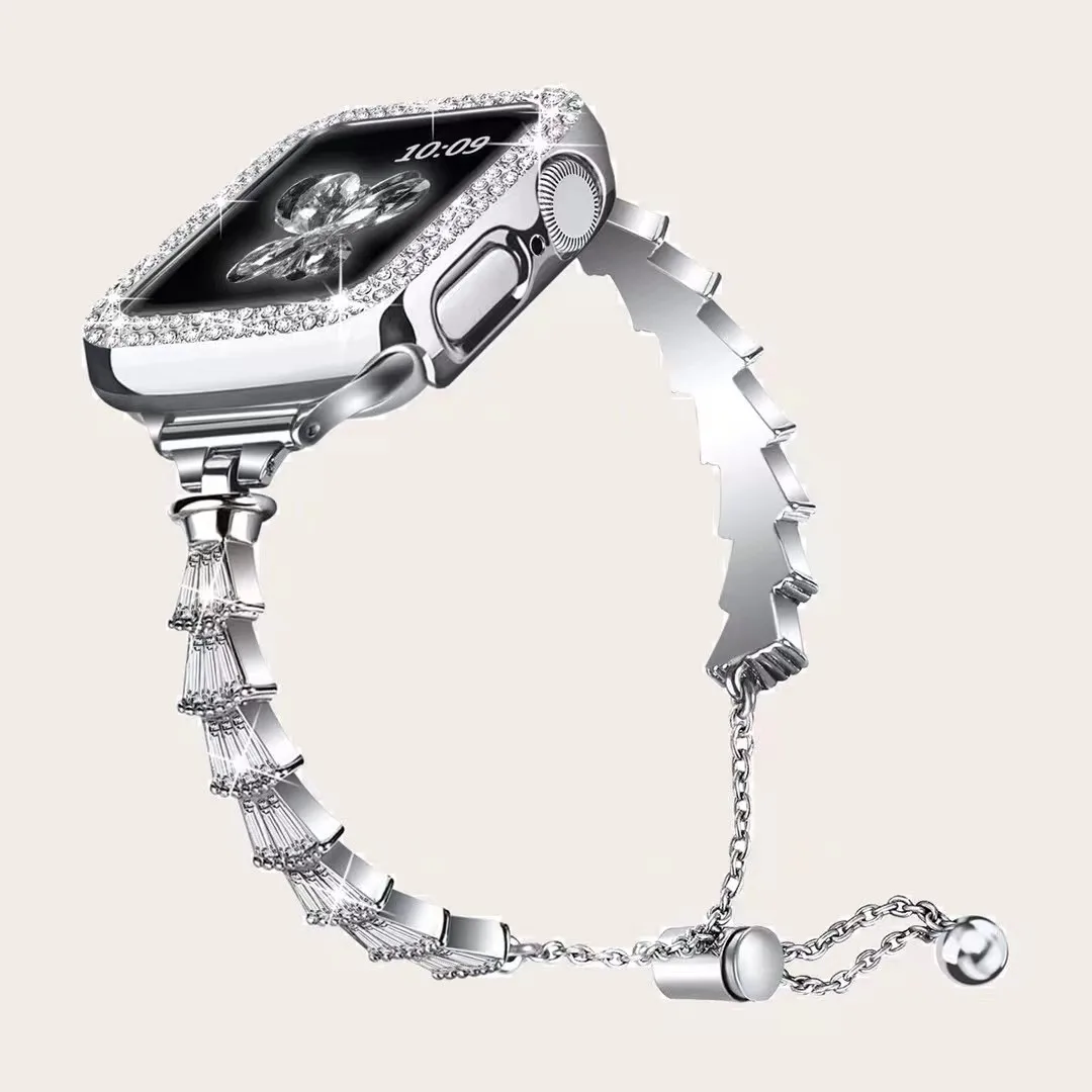 zinc alloy Diamond Bands Jewelry accessories Bracelet For apple iphone watch Series 7 6 5 4 3 2 1 SE watches women wrist luxury