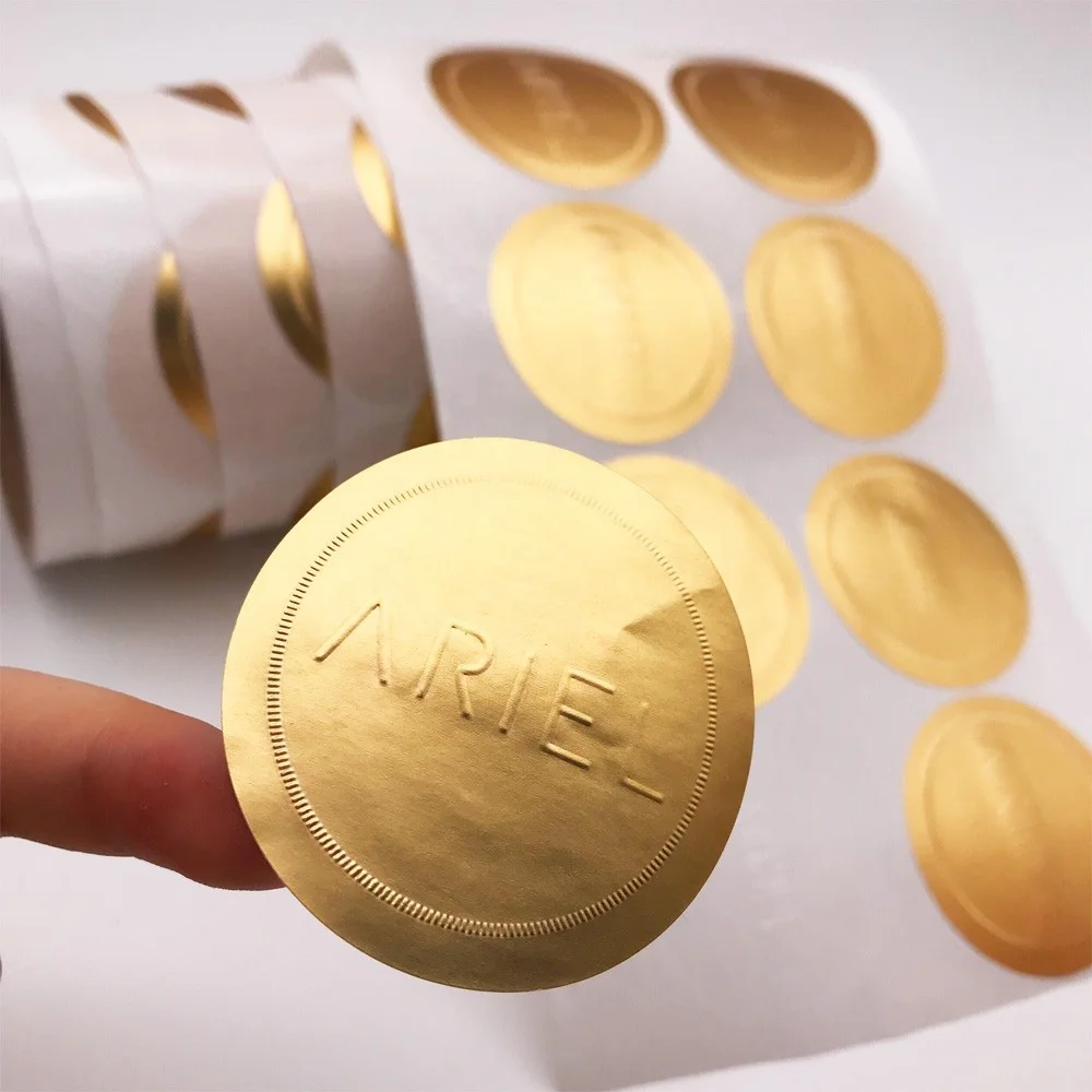 Custom Logo Embossed Rose Gold Foil Sticker BOPP Adhesive Roll Label for Food Candle Shipping Glossy Matte Finish Sheets Packing