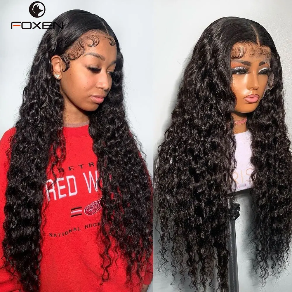 30 40 Inches Deep Wave Transparent Hd Swiss Full Lace Frontal Human Hair Wigs Pre Plucked Hairline Raw Virgin Cuticle Aligned