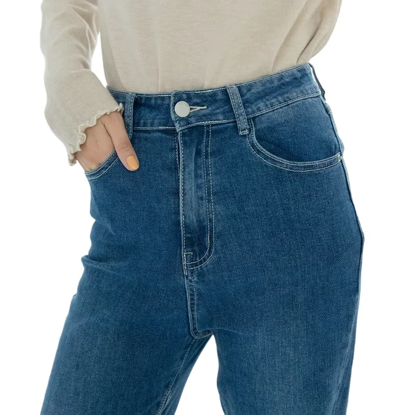 Manufacturers Wholesale Street Style Blue Jeans Stretchy Women Boot Cut Style Denim Jeans