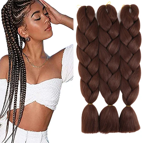 24inch Braiding Hair wholesale in bulk Synthetic Hair extension brown color Crochet Braiding Hair