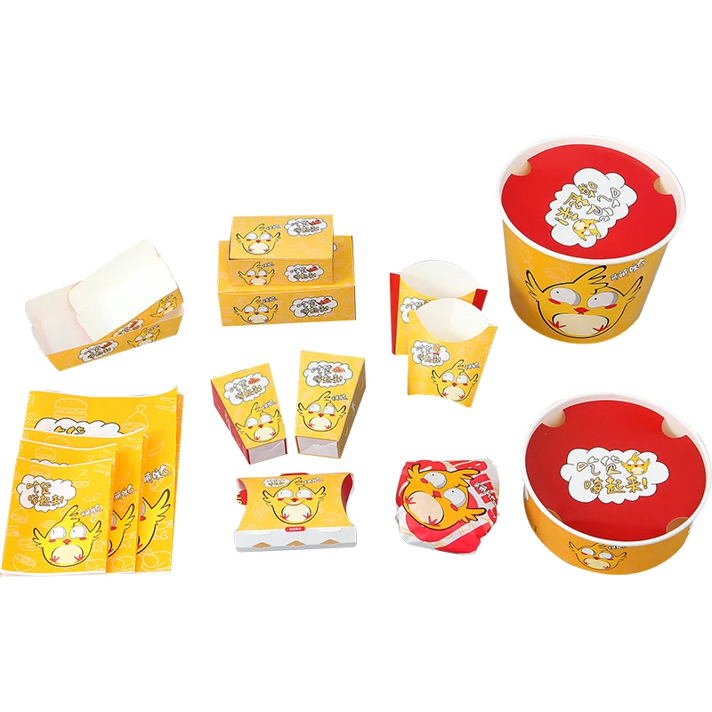 Customized Take Away Food Grade Korean Paper Hot Dog To Go French Fried Chicken Carton Burger Box Printing Fast Food Packaging