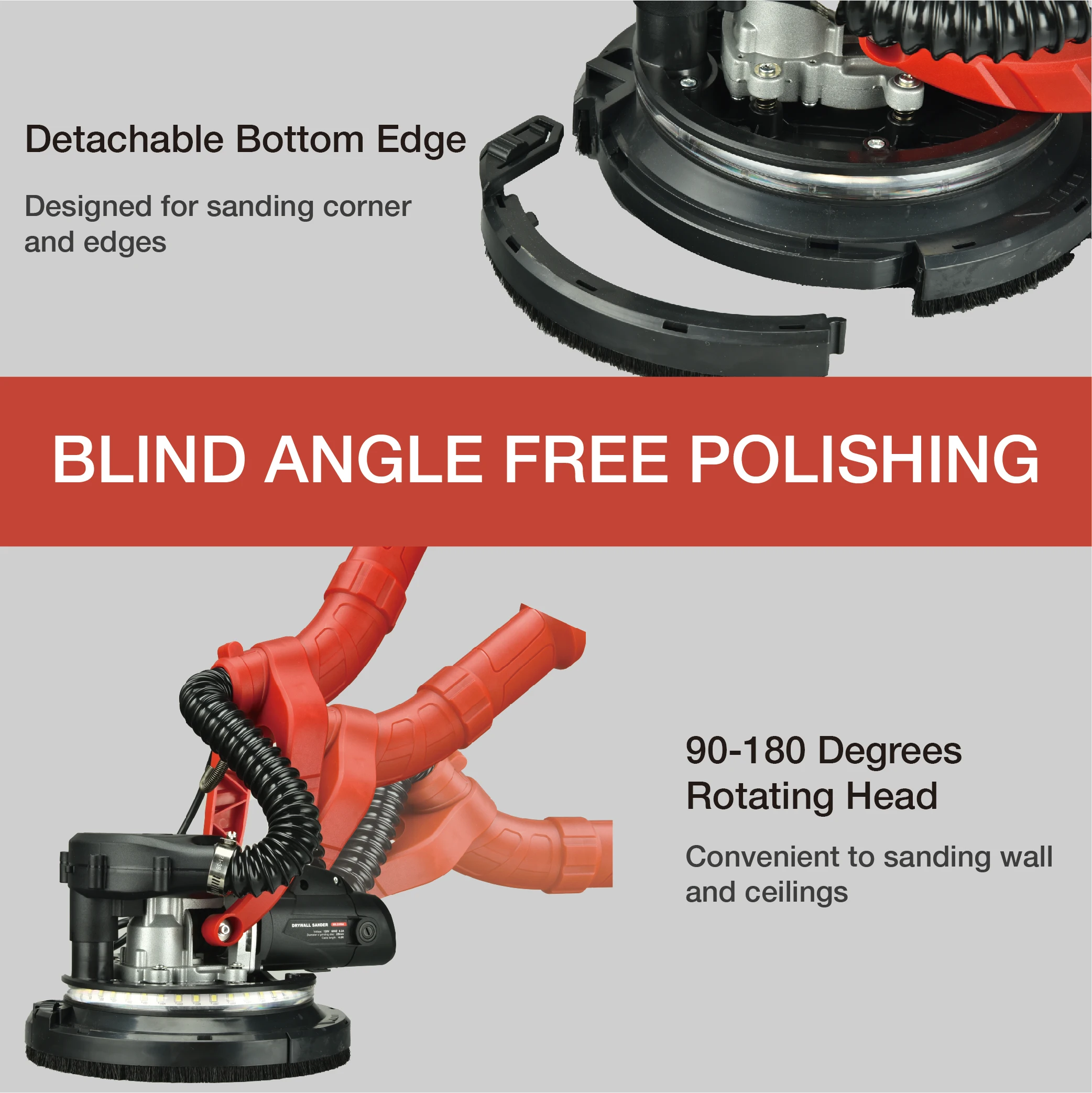 HM2309A Fast Dispatch 750W Drywall Sander Ceiling Wall Sander Machine with Vaccum System