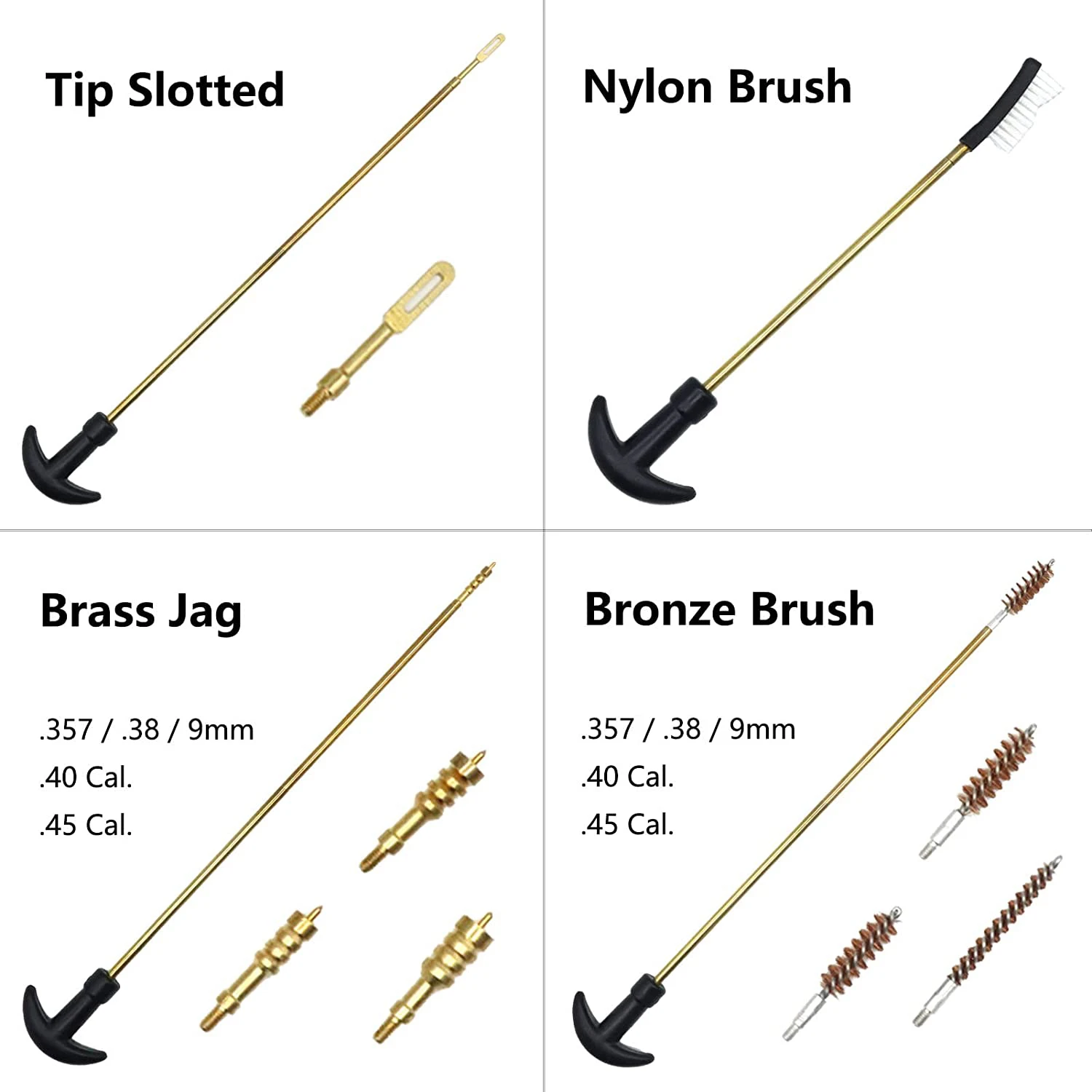 Universal gun Cleaning Kit.22 .357/.38/9mm .40 .45 Caliber Cotton mop Bronze Bore Brush