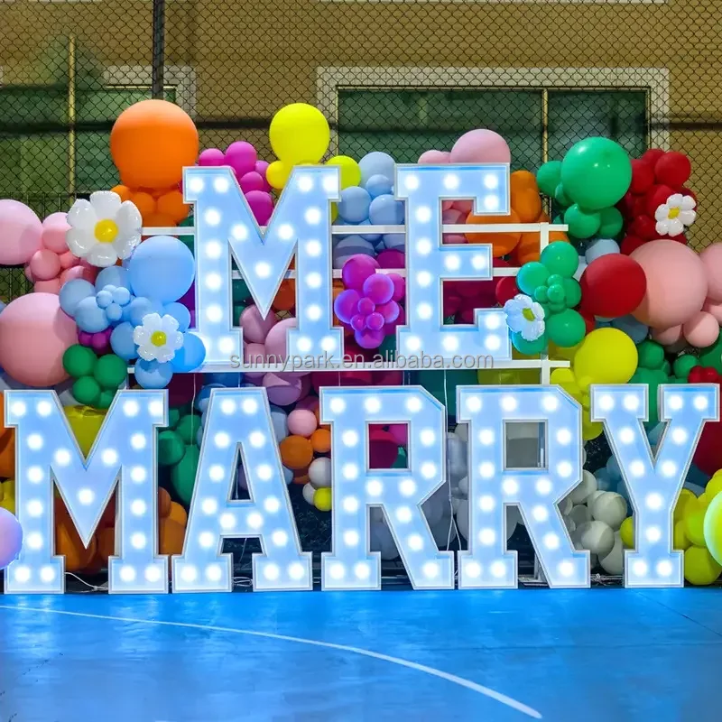 Hot wholesale love led neon sign number and letter block party 4ft Led Large Number Marry Me Giant Light Up Letter