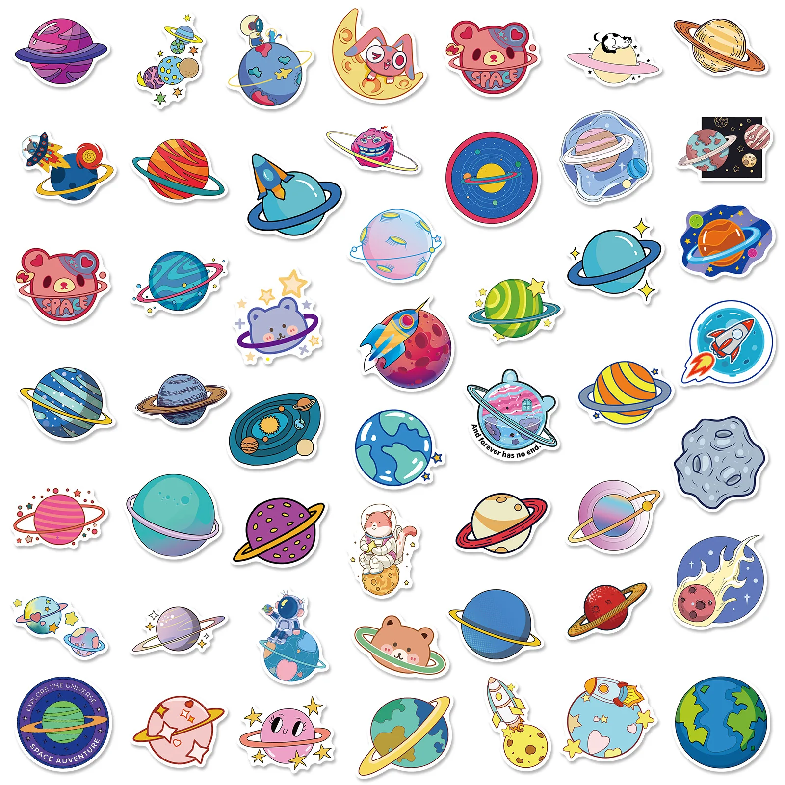 100Pcs Outer Space Graffiti Sticker Astronaut For Luggage Motorcycle Laptop Refrigerator Toy Car Spaceman Pvc Waterproof Sticker