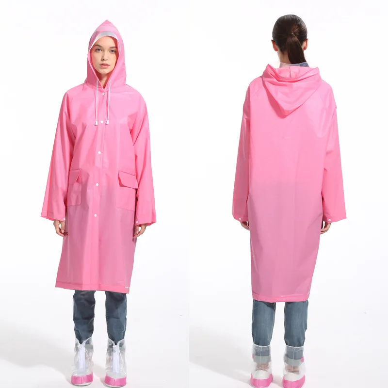 Fashion Adult Outdoor Travel Lightweight Transparent Long EVA Raincoat