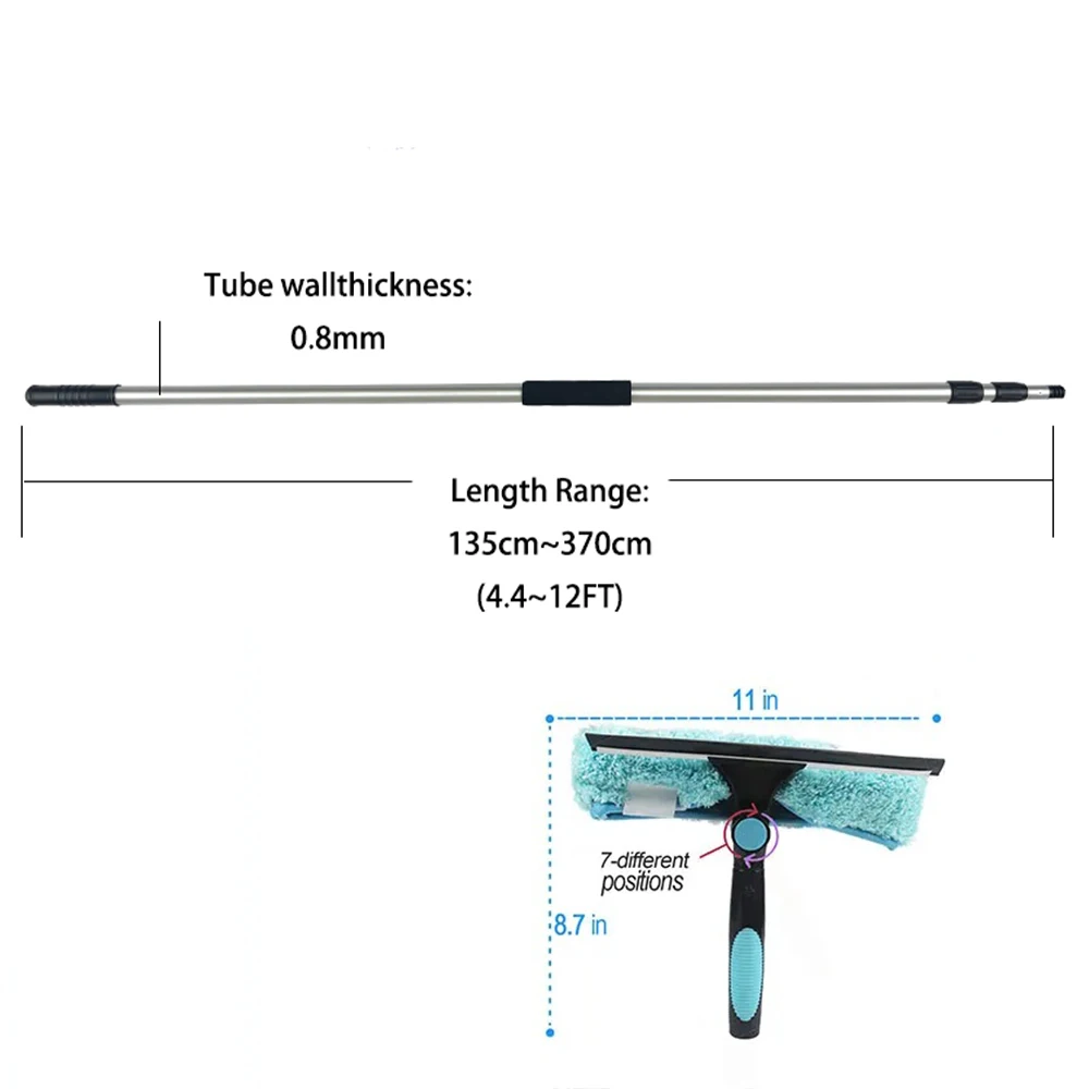 Double-sided Window Cleaner Telescopic Window Glass Mirror Cleaning Rubber Squeegee Wiper with Long Handle