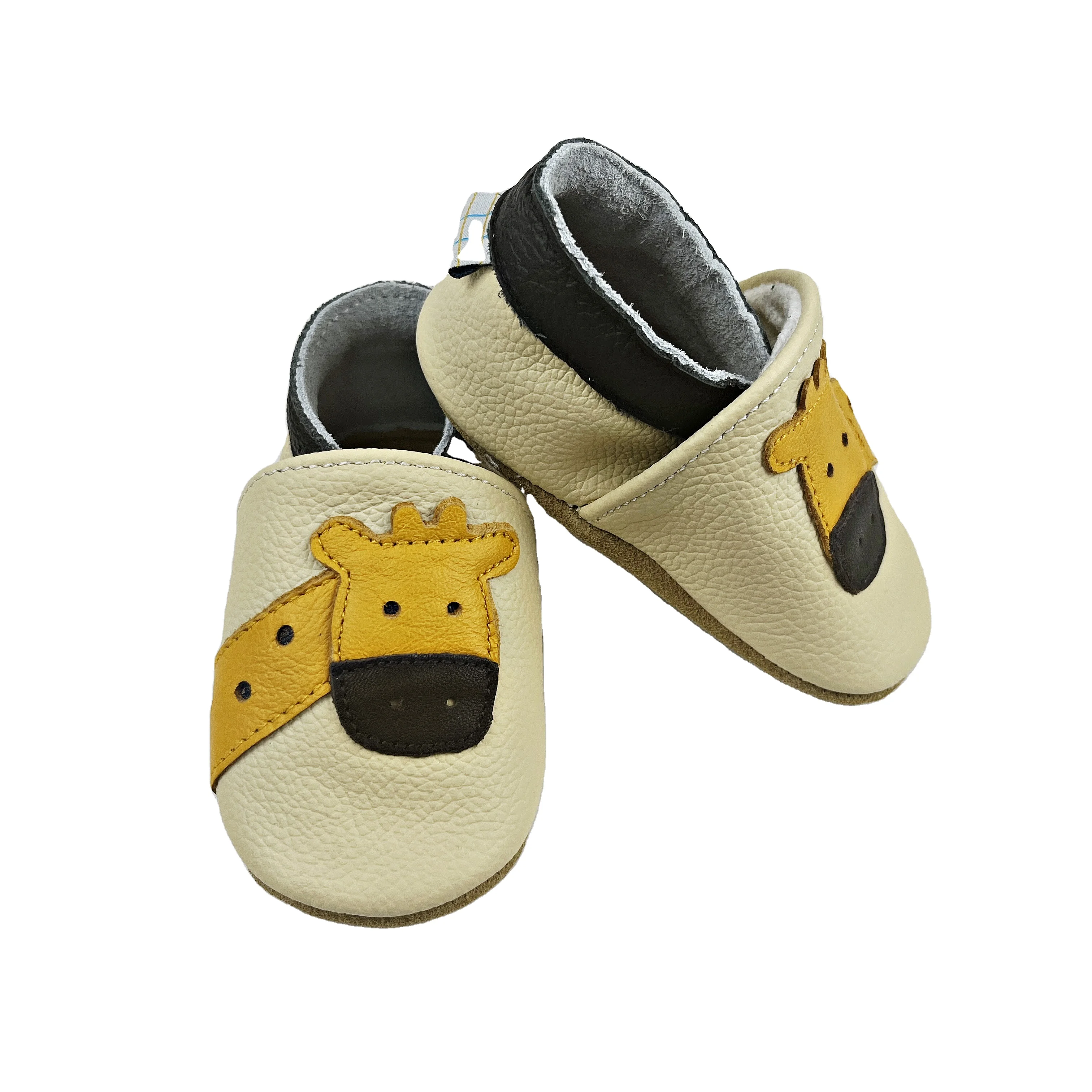 Bede Our wholesale cute giraffe-shaped baby learning walking shoes indoor soft-soled baby leather shoes cowhide