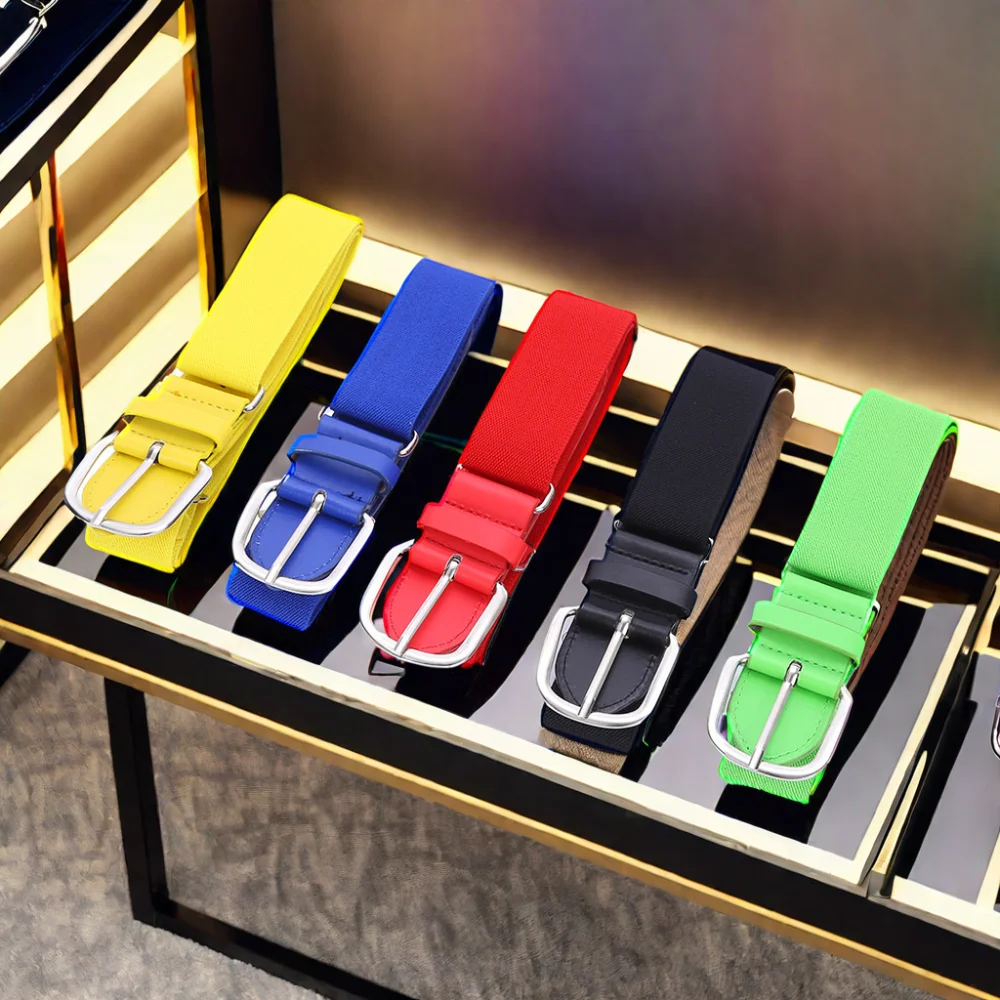 OEM Customizable Sports Golf Adult Waist Belts Adjustable Elastic PU Leather Simple Style Wholesale Sports Belt