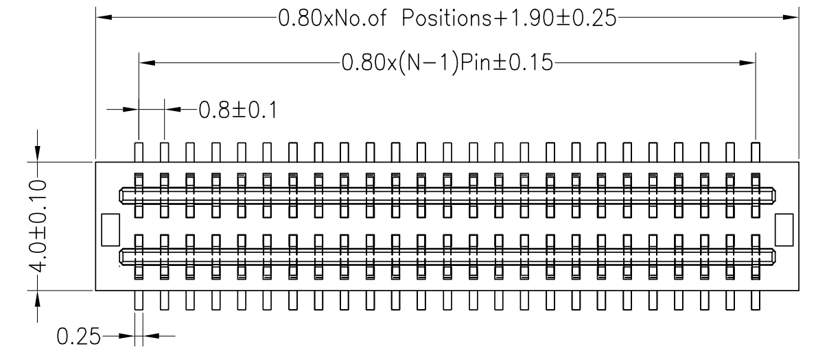 BTB Connector 0.8 mm H5.2  pitch double groove Male Board to Board Connector