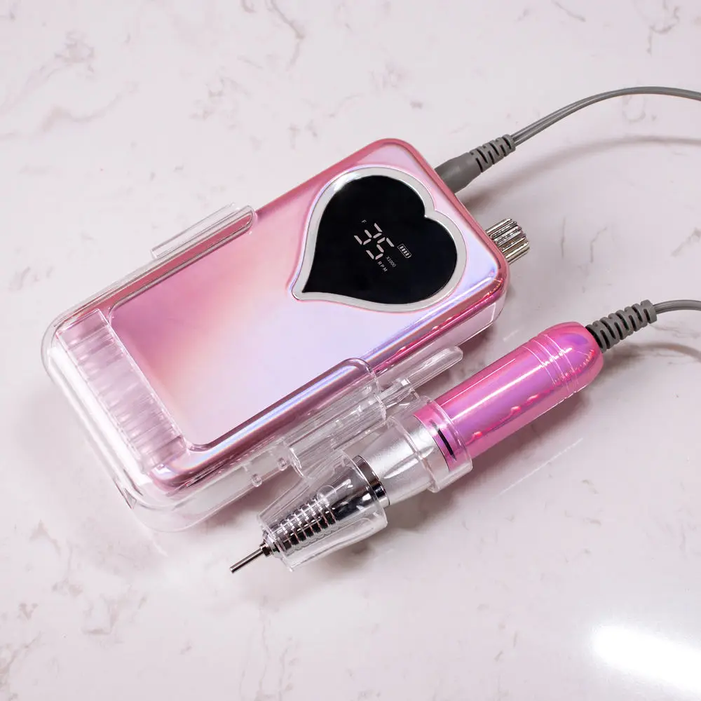 Heart Nail Drill Rechargeable 35000RPM Manicure Electric Machine Nail File Pedicure Cordless Drilling