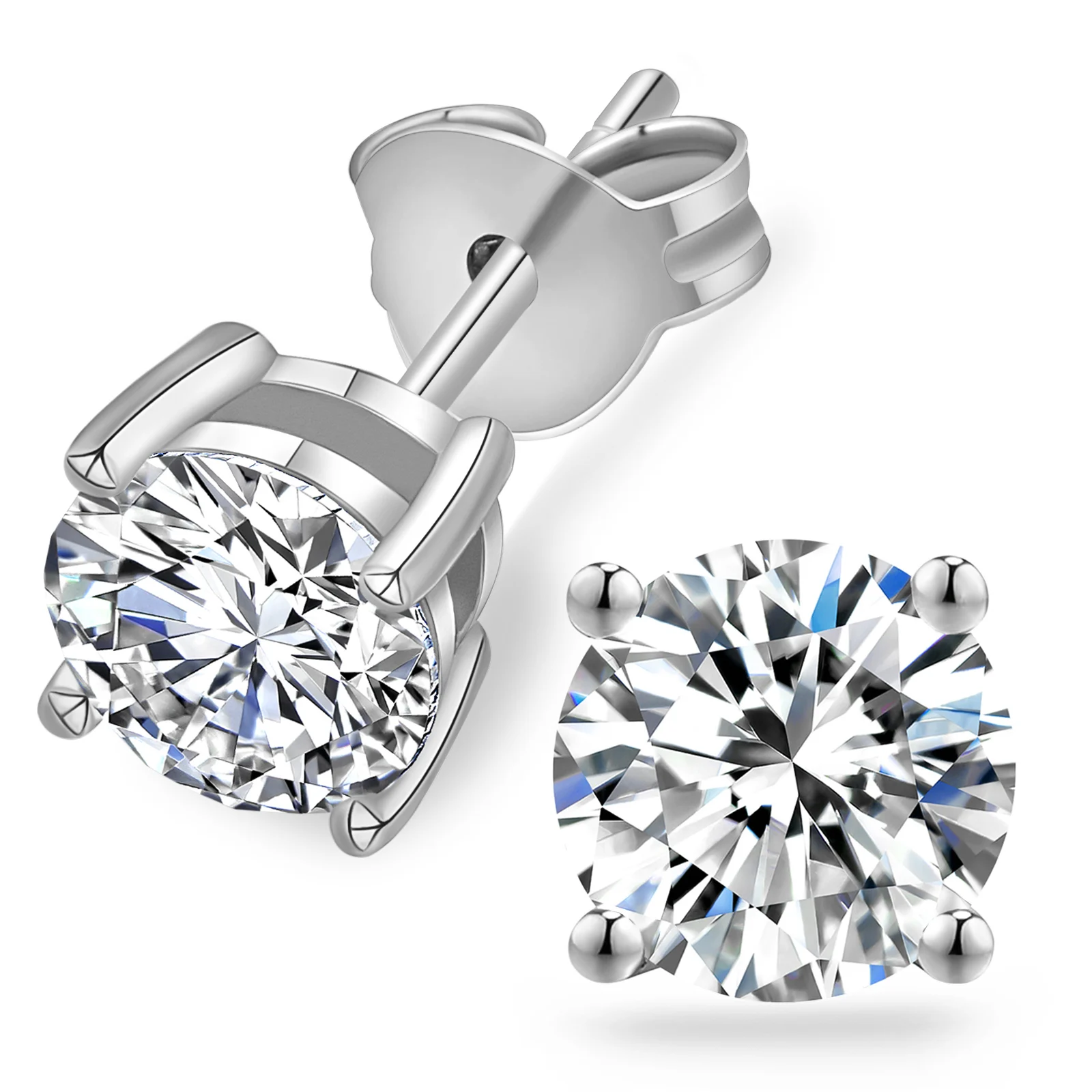 Sleek Design Brilliant Diamonds Stud 1.0ct 2.0ct 4-Prong Jewelry Timeless 18K White Gold IGI Certified Lab-Grown Diamond Earring