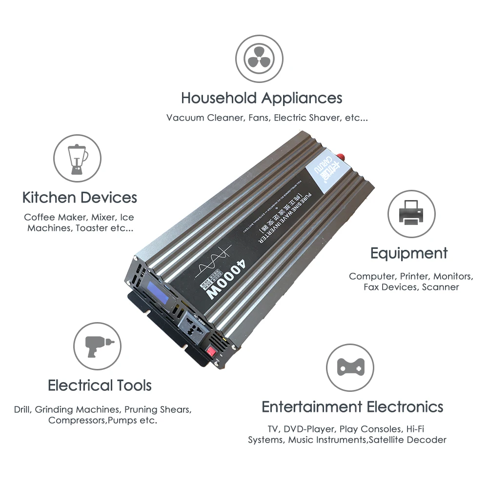 Power 12V 230V 4Kw 24V 220V Red 4000 Watt Car 4000Watt Kit Invert Pure Sine Wave Inverter 4000W