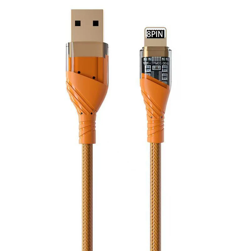 OEM  mobile phone data cables for i phone USB to Lighting cable transparent strip light fast charger lighting usb cable