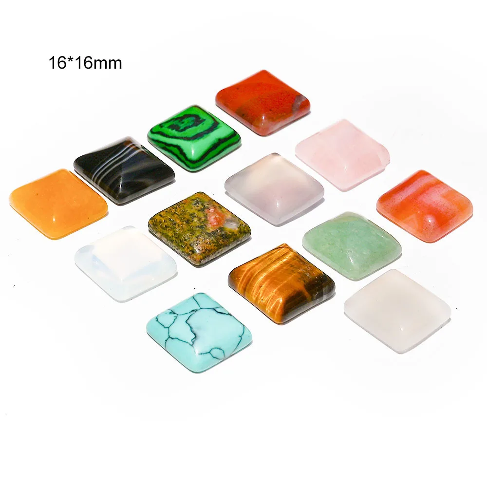 10*10/16*16mm Crystal Natural Stone square Ring Face Stone Cabochon Gemstone for DIY Jewelry Making
