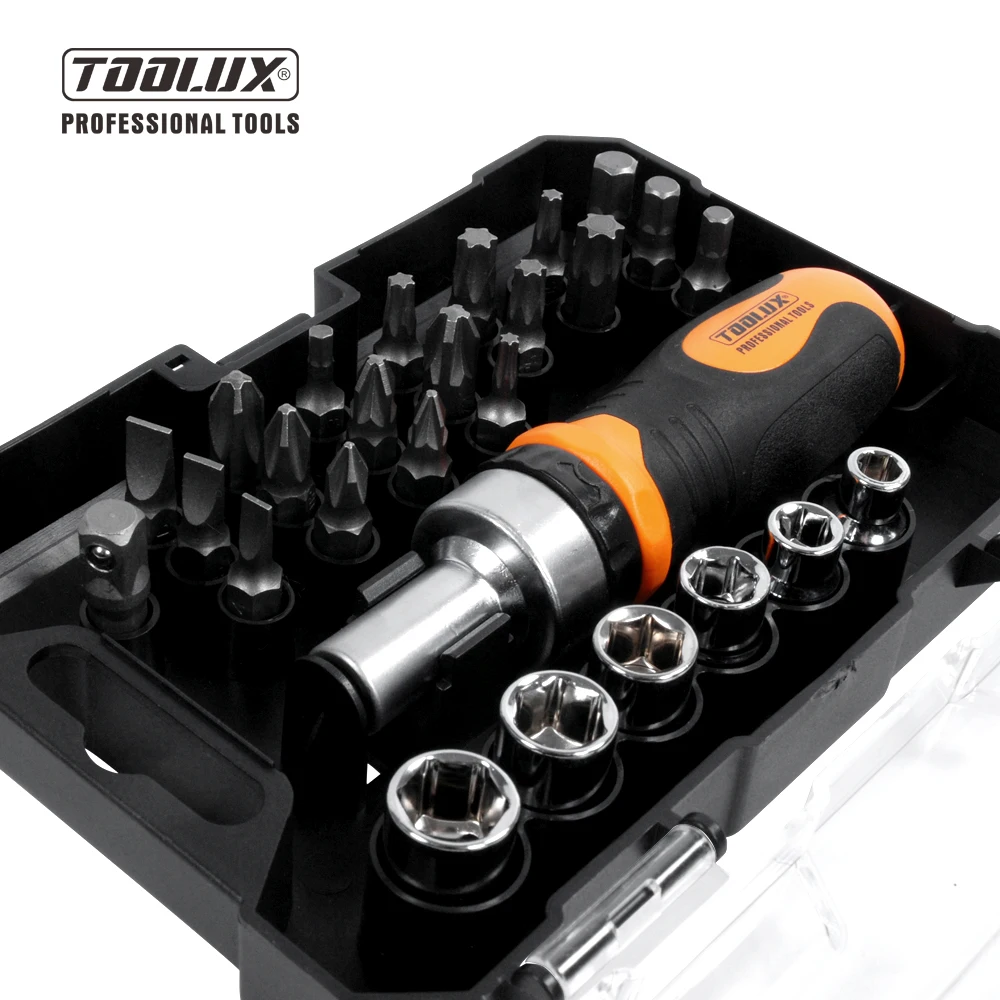 TOOLUX 27 Pcs Factory Direct Supply Screw Driver High Quality Ratchet Screwdriver And CRV Bits Set With Handle