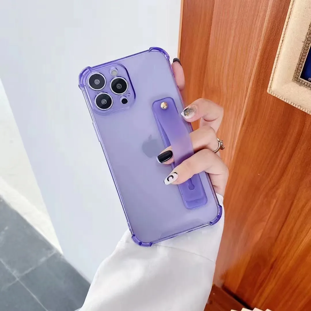 New wholesale oem clear luxury cell phone cases with studded finger wrist strap logo handle for iphone/samsung/xiaomi/vivo/oppo