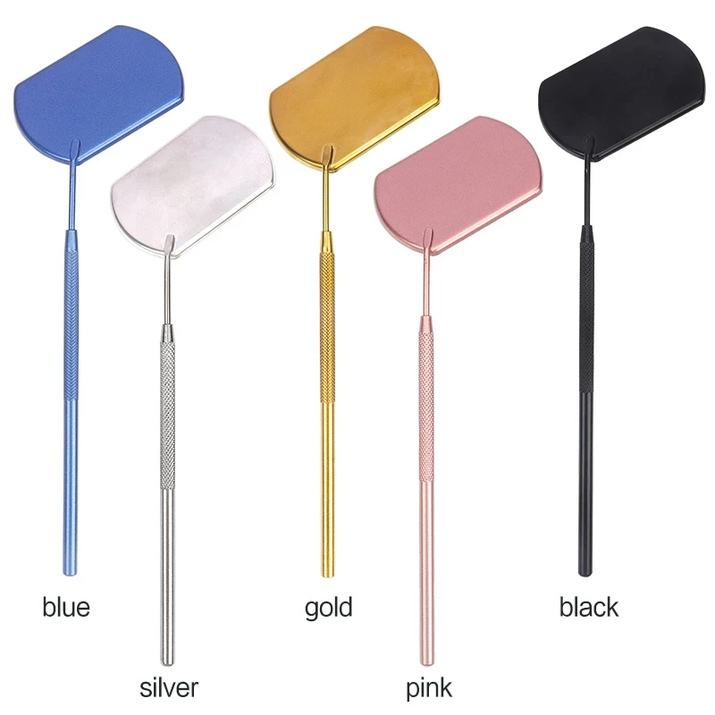 Custom Logo lash checking mirror stainless steel half moon heart shape black white pink eyelash extension mirror