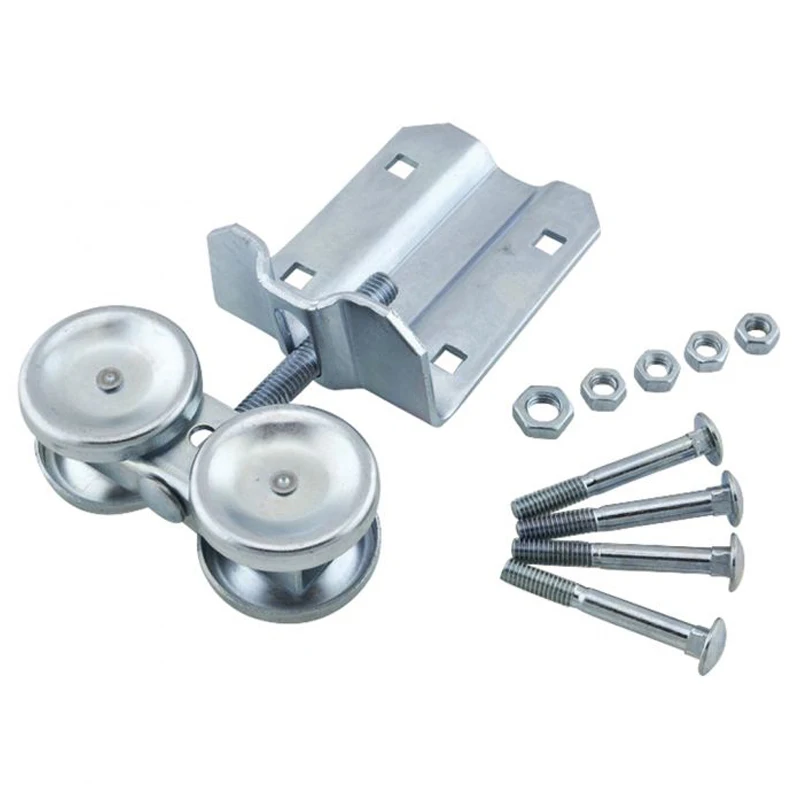 WEKIS Galvanized Heavy Duty Sliding Barn Door Hardware Pulley Set Dual Axis Slide Gate Hanging Roller Box Rail Hanger