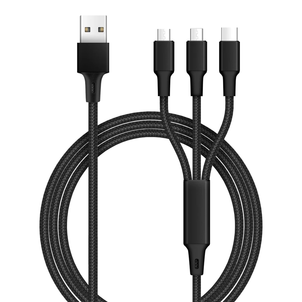 High Quality 3 In 1 Usb 1.2M  3A Cable  Charging cable for Android Micro USB, USB-C All Mobile Phones