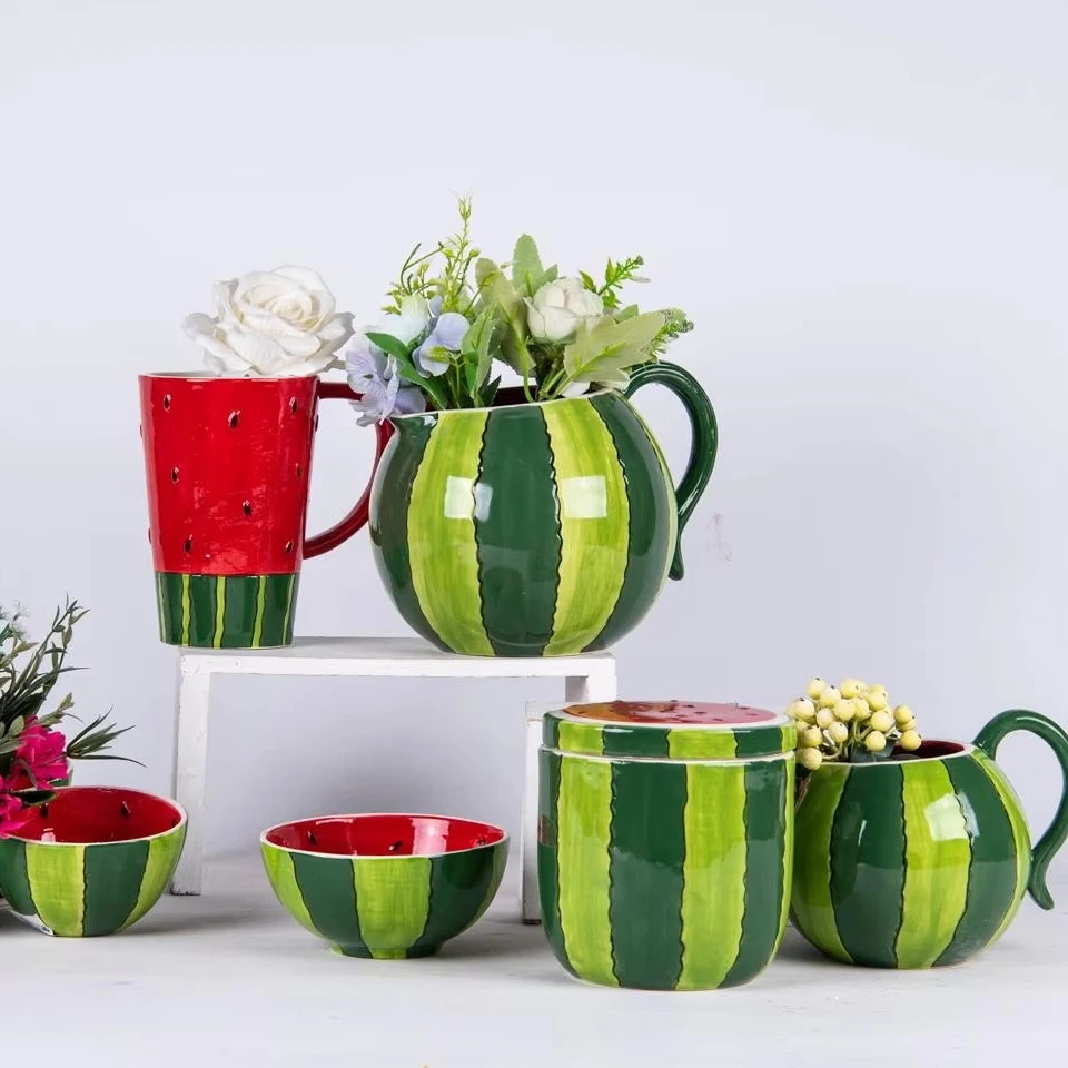 Wholesale Watermelon Dinner Set Simplicity Creative Hand painted Hot Selling Fruit Ceramic Dinner Plate