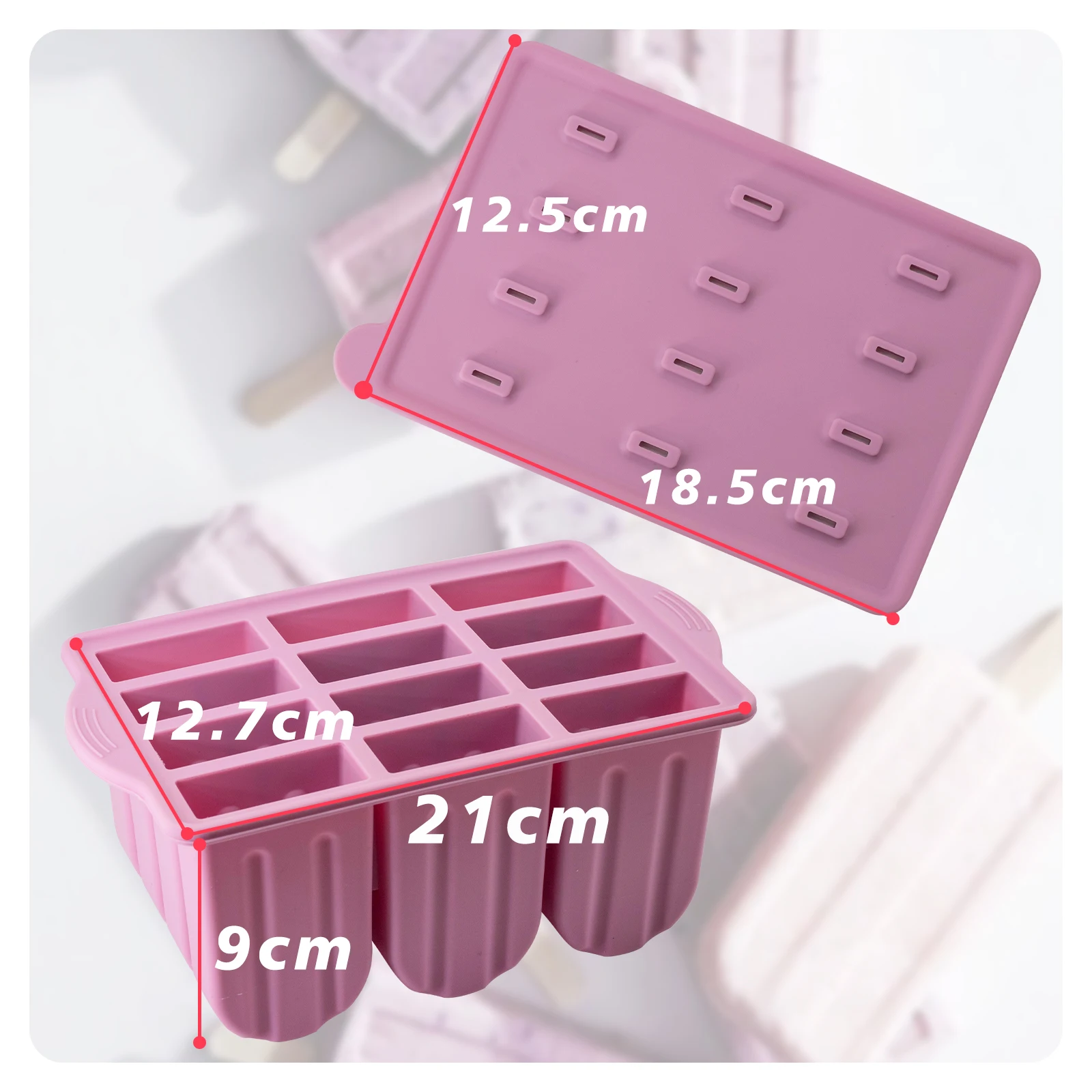 12 Cavities Silicone Popsicle Molds for Kids Adults Food Grade Popsicle Maker Molds BPA-Free Ice Pop Mold
