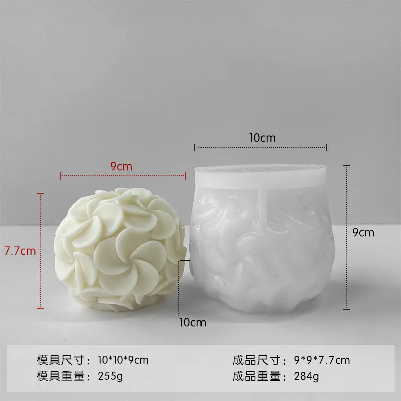 Y377 Handmade Flower Ball Scented Candle Silicone Mold