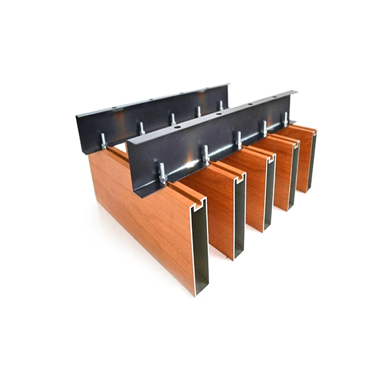 Wood Grain Aluminum U-Shaped Baffle Ceiling Wave Ceiling Design